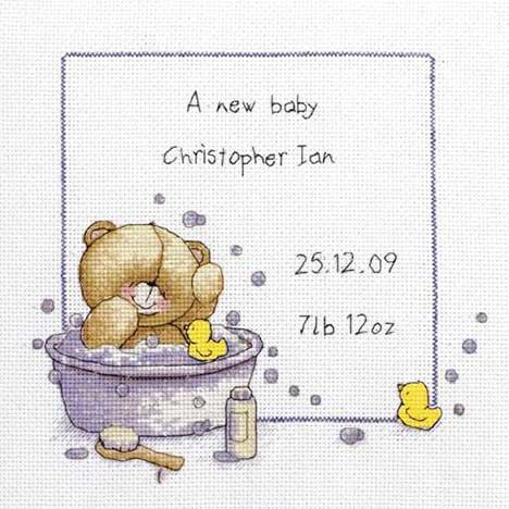 Bath Time Birth Sampler Forever Friends Cross Stitch Kit